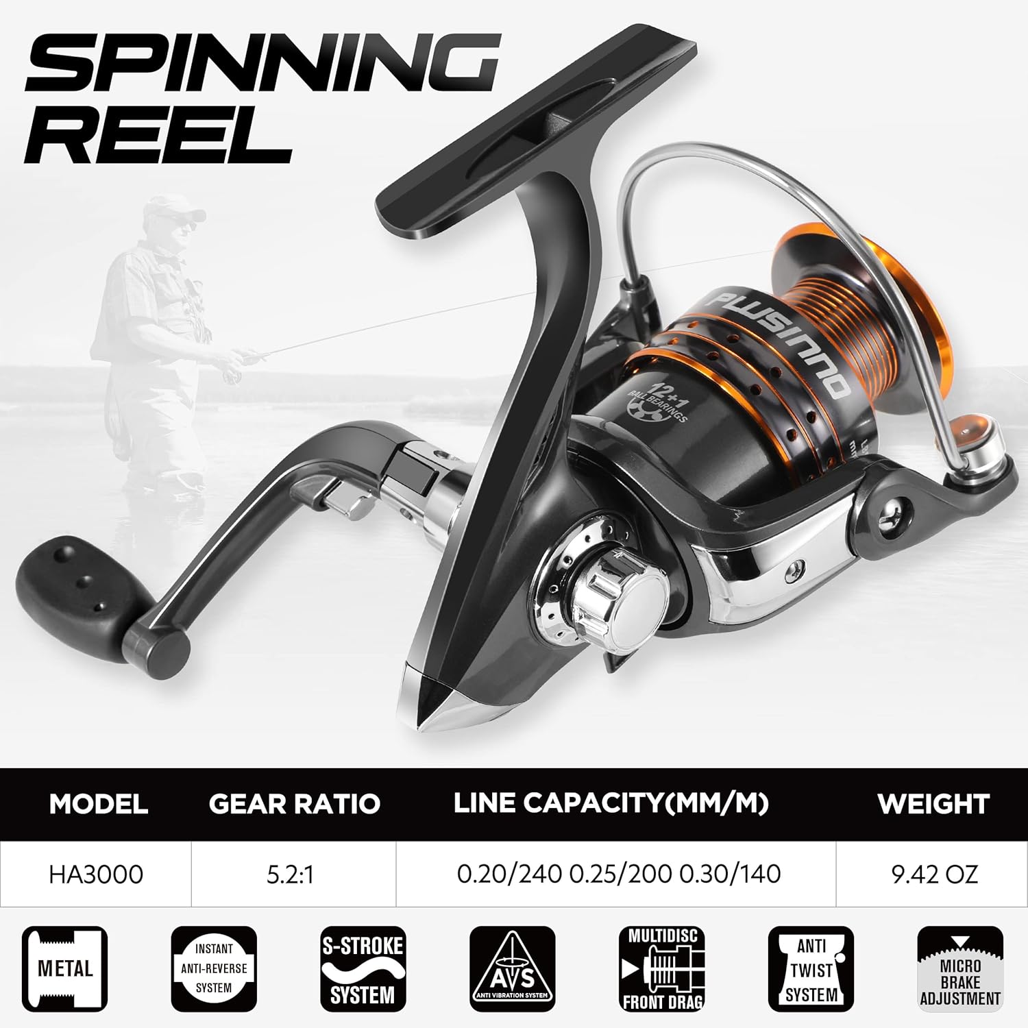 PLUSINNO Fishing Rod and Reel Combos - Carbon Fiber Telescopic Fishing Pole - Spinning Reel 12 +1 Shielded Bearings Stainless Steel BB - Image 4