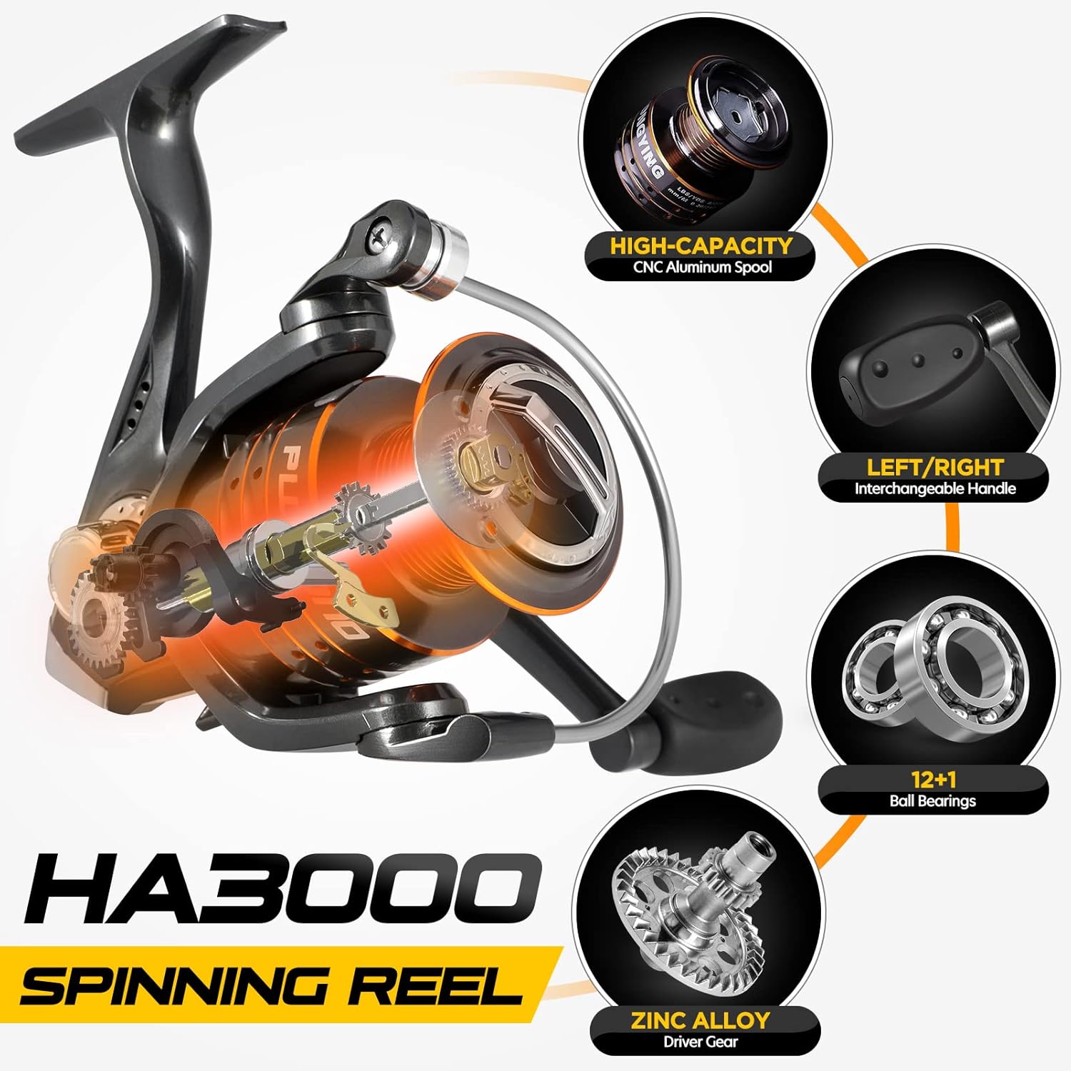 PLUSINNO Fishing Rod and Reel Combos - Carbon Fiber Telescopic Fishing Pole - Spinning Reel 12 +1 Shielded Bearings Stainless Steel BB - Image 5