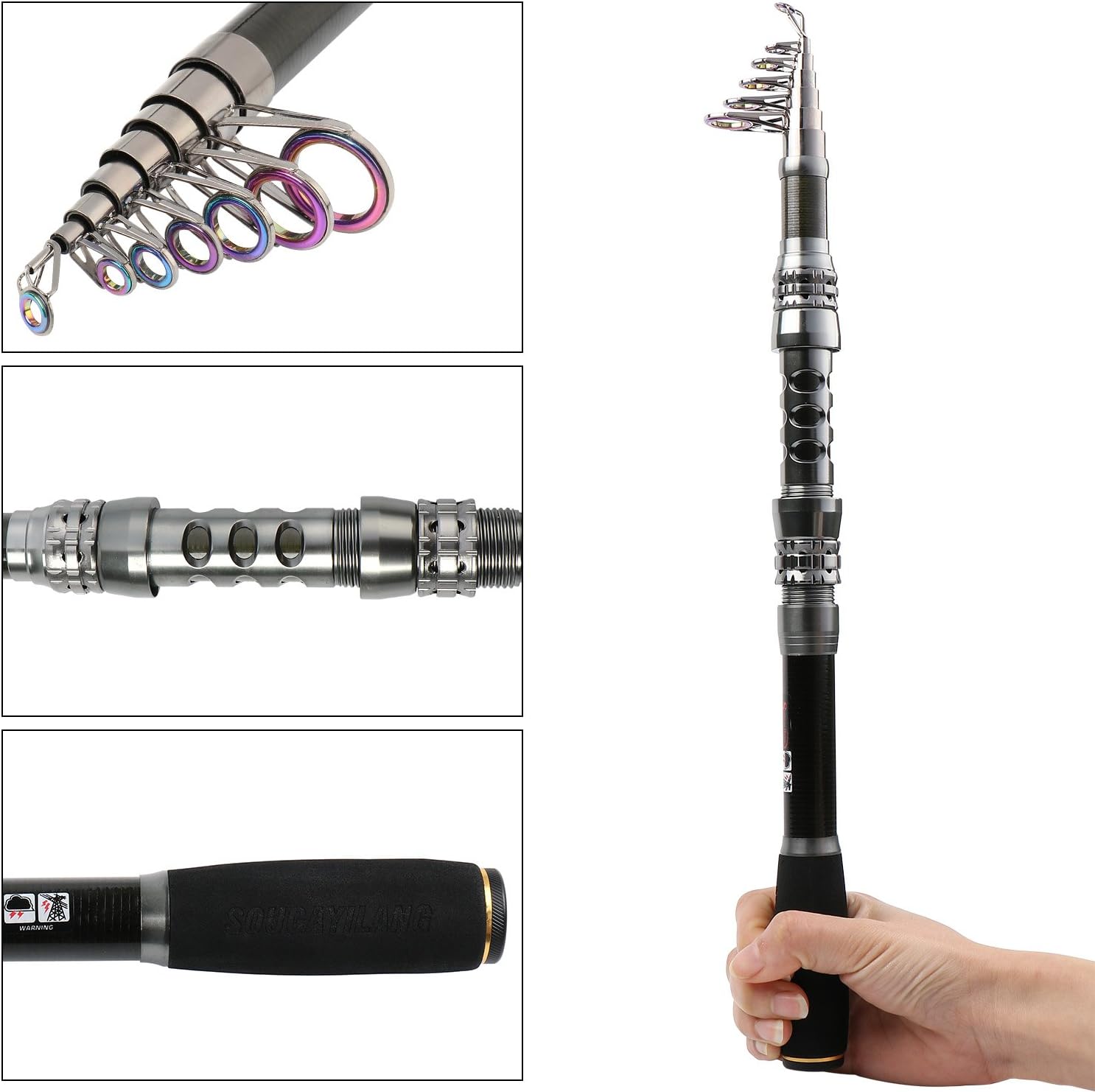 Sougayilang Fishing Rod Reel Combo with Telescopic Fishing Pole Spinning Reel Carrier Bag for Travel Saltwater Freshwater Fishing - Image 3