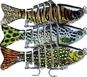 Keenjorika Fishing Lures Multi Jointed Fish Fishing Kits, Slow-Sinking Lifelike Segmented Swimbait Crankbaits, Realistic Swimming Action for Bass, Trout, Pike & Walleye, Freshwater and Saltwater