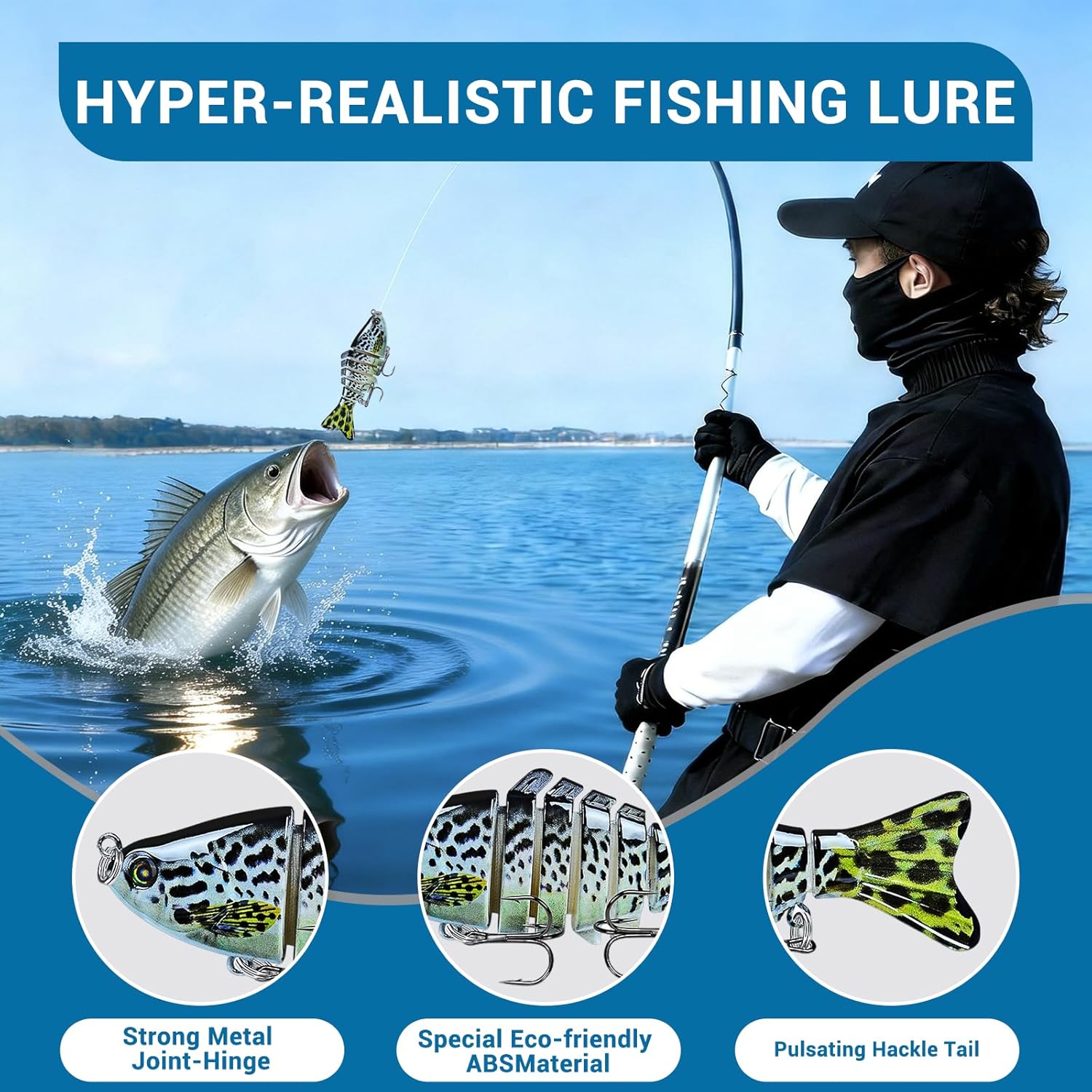 Keenjorika Fishing Lures Multi Jointed Fish Fishing Kits, Slow-Sinking Lifelike Segmented Swimbait Crankbaits, Realistic Swimming Action for Bass, Trout, Pike & Walleye, Freshwater and Saltwater - Image 5