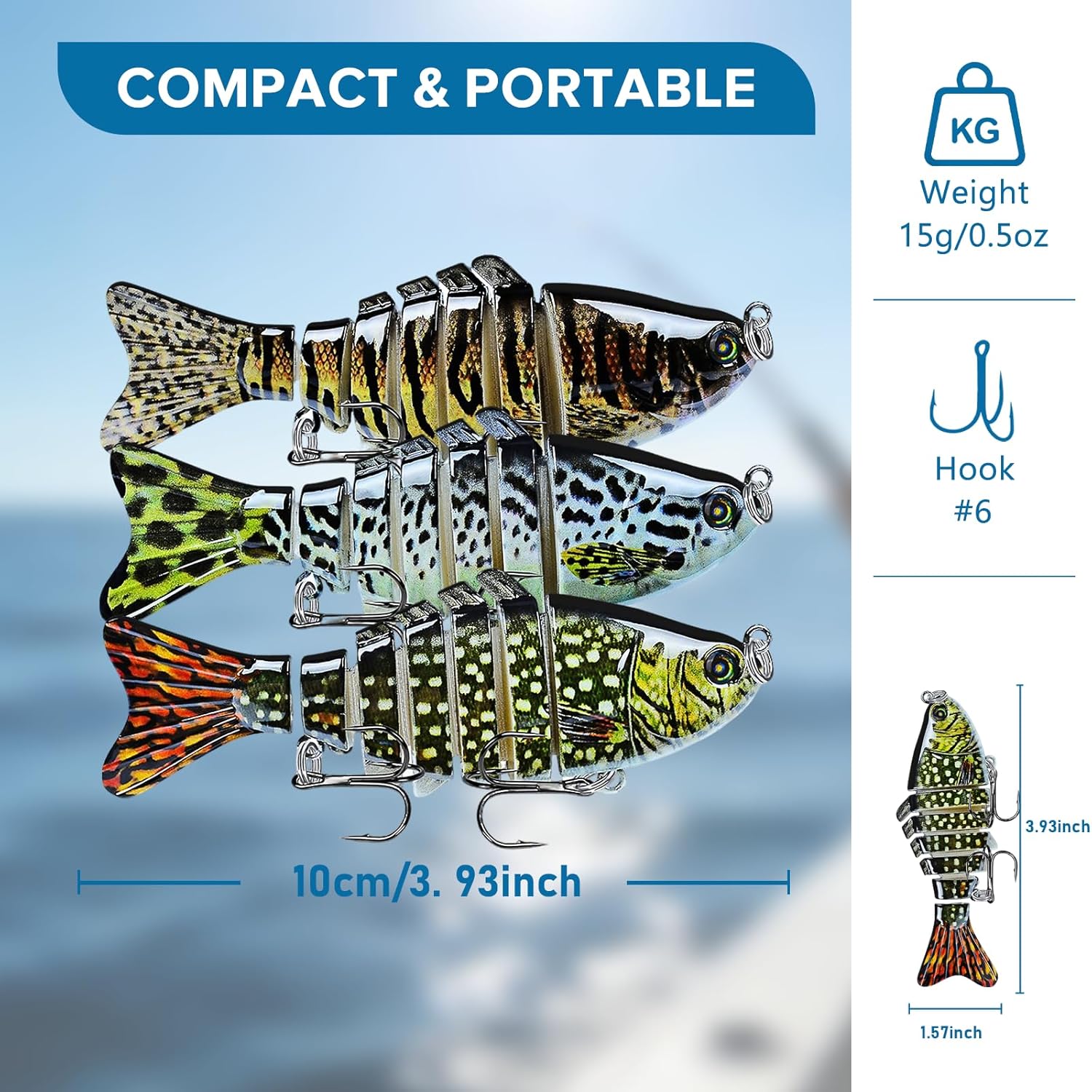 Keenjorika Fishing Lures Multi Jointed Fish Fishing Kits, Slow-Sinking Lifelike Segmented Swimbait Crankbaits, Realistic Swimming Action for Bass, Trout, Pike & Walleye, Freshwater and Saltwater - Image 7