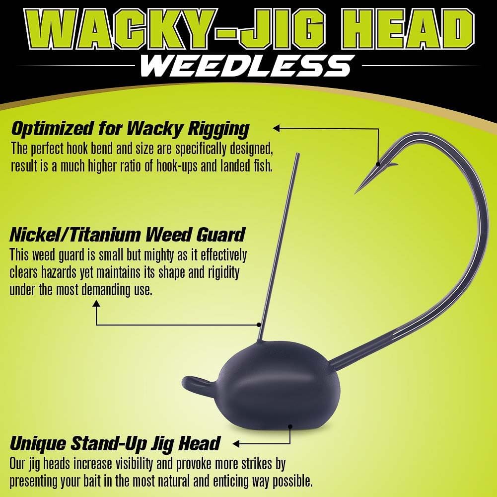 Weedless-Wacky-Rig-Hooks-Weedless-Jig-Head Worm Weights Hook for Bass Fishing 10 Pack - Image 2