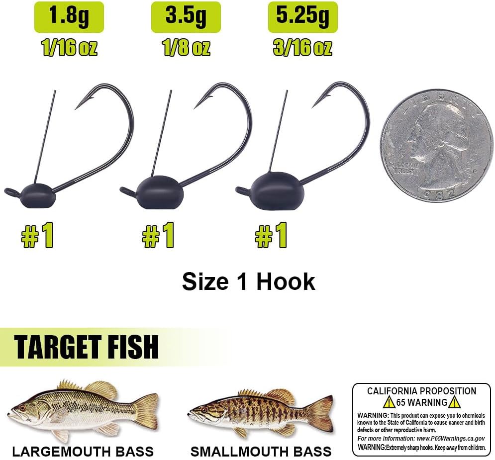 Weedless-Wacky-Rig-Hooks-Weedless-Jig-Head Worm Weights Hook for Bass Fishing 10 Pack - Image 3