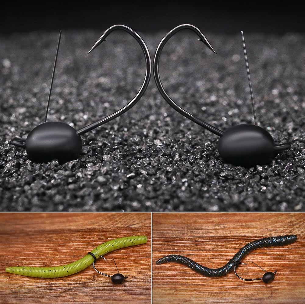 Weedless-Wacky-Rig-Hooks-Weedless-Jig-Head Worm Weights Hook for Bass Fishing 10 Pack - Image 6