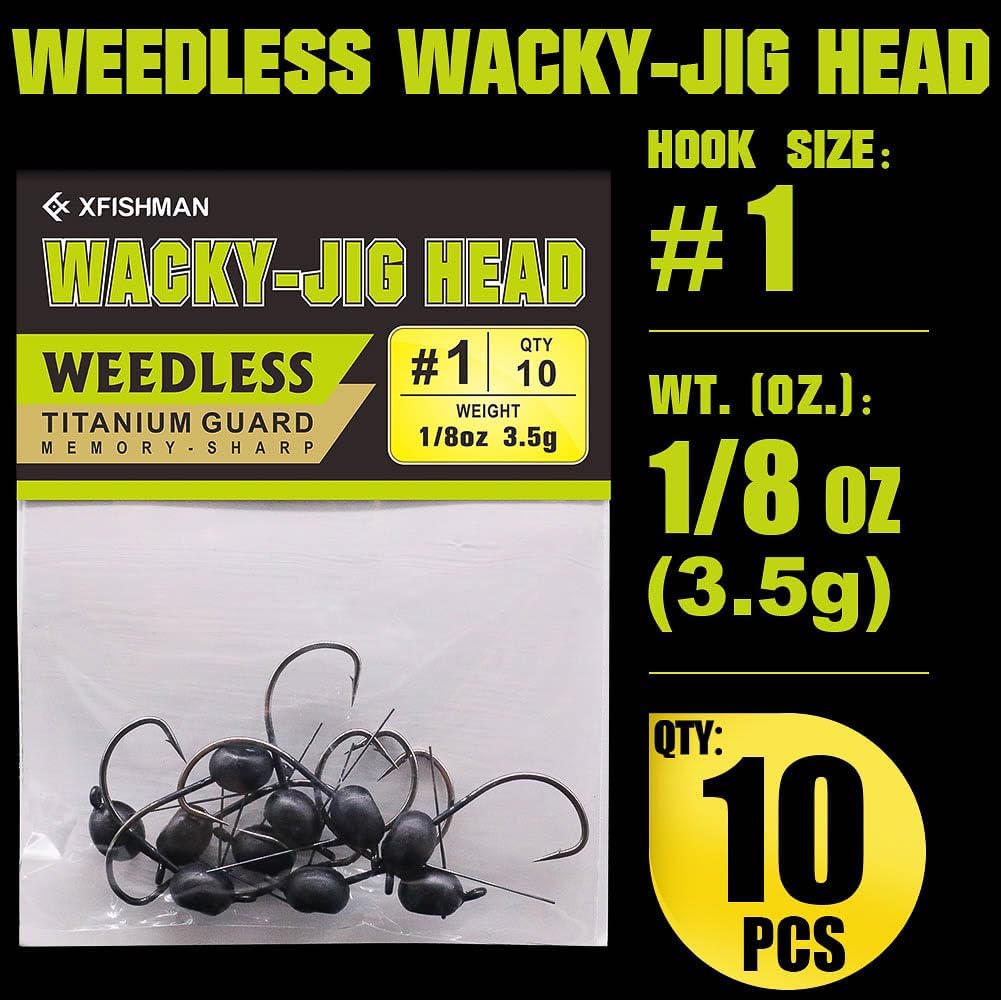 Weedless-Wacky-Rig-Hooks-Weedless-Jig-Head Worm Weights Hook for Bass Fishing 10 Pack - Image 7